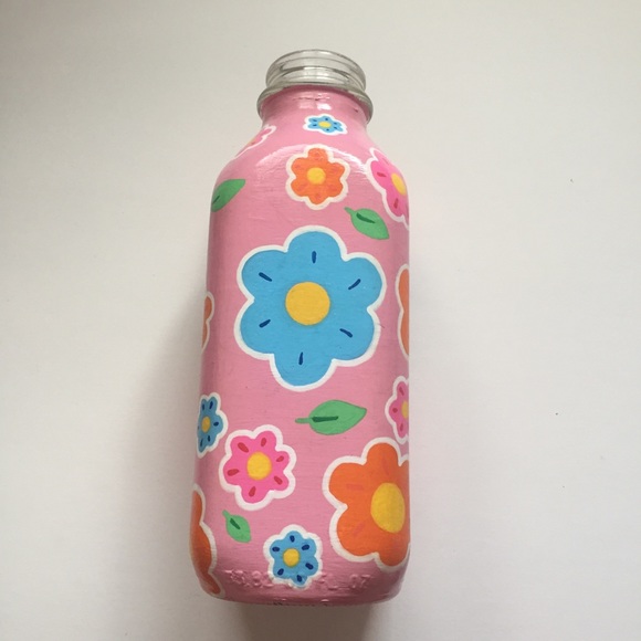 ❤️Decorated milk bottle pink flowers - Picture 3 of 9
